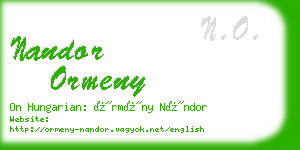 nandor ormeny business card